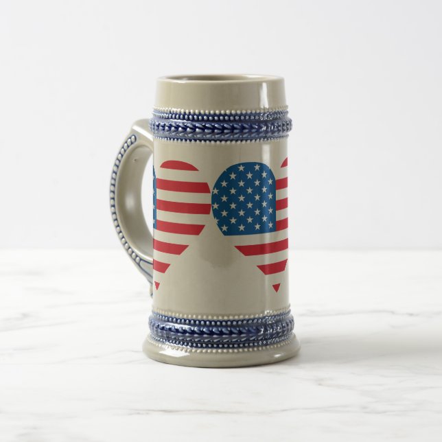 Usa Flag Grey /Blue 22 oz Stein (Front Left)