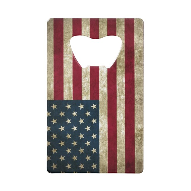 USA Flag Grunge Credit Card Bottle Opener (Front)