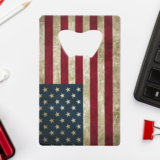 USA Flag Grunge Credit Card Bottle Opener (Creator Uploaded)