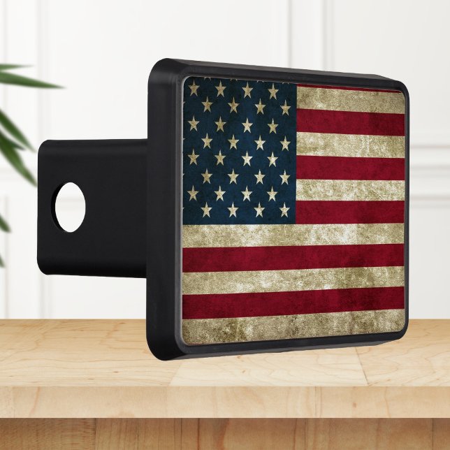 USA Flag Grunge Trailer Hitch Cover (Creator Uploaded)
