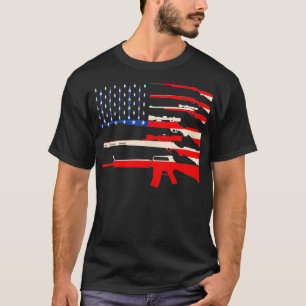 USA Flag Guns Weapon Rifles 2A Amendment 4th July T-Shirt