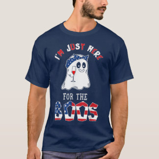 USA Flag Halloween Tee I'm Just Here For The Boos 