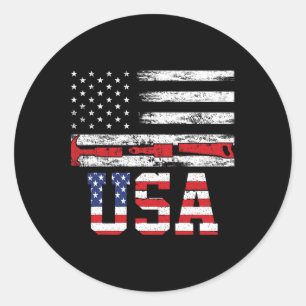 Usa Flag Hammer 4th Of July 1776 Freedom Independe Classic Round Sticker