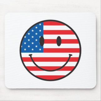 USA Flag Happy Face Mouse Pad