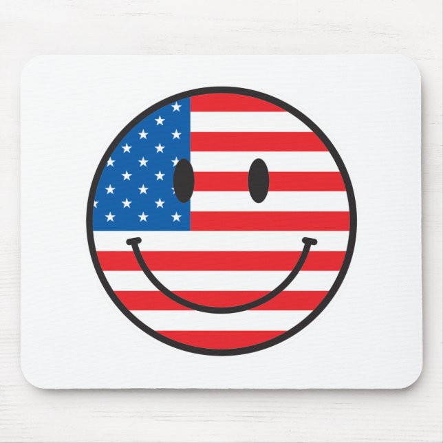 USA Flag Happy Face Mouse Pad (Front)