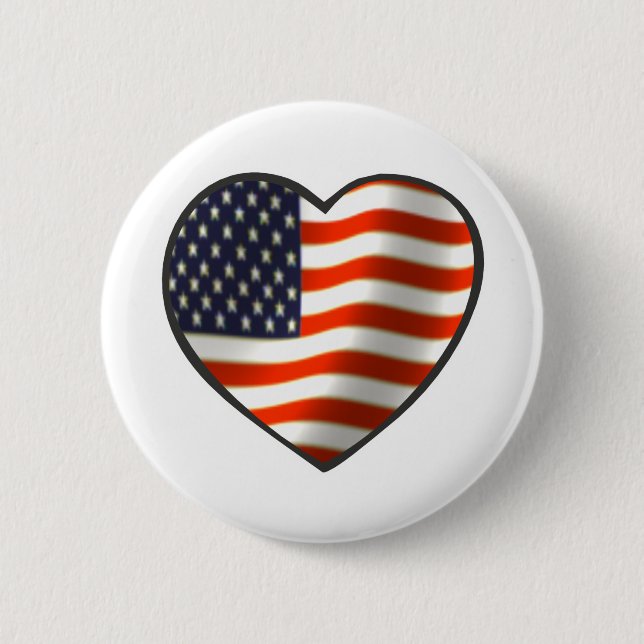 USA Flag Heart 2 Inch Round Button (Front)