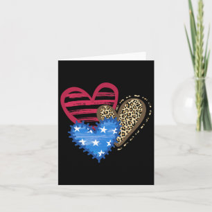 Usa Flag Heart 4th Of July Leopard Patriotic Red W Card