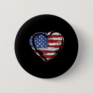Usa Flag Heart American Patriotic Armed Forces 2 Inch Round Button