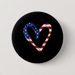 Usa Flag Heart American Patriotic Armed Forces 2 Inch Round Button