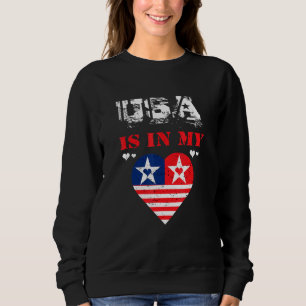 Usa Flag Heart American Patriotic Armed Forces Mem Sweatshirt
