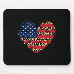 Usa Flag Heart American Patriotic Armed Forces Mouse Pad