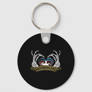 Usa Flag Heart American Patriotic Memorial Day Keychain
