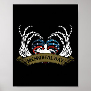Usa Flag Heart American Patriotic Memorial Day Poster