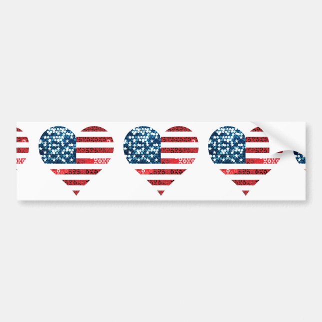usa flag heart bumper sticker (Front)