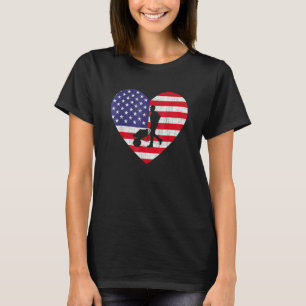 Usa Flag Heart Construction Worker 4th Of July Pat T-Shirt