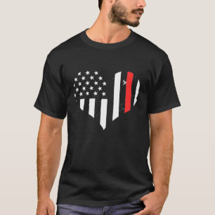 USA Flag Heart Firefighter Thin Red Line Fireman G T-Shirt