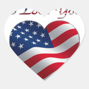 USA Flag Heart I Love You Sticker