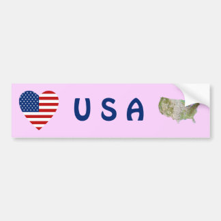 USA Flag Heart + Map Bumper Sticker