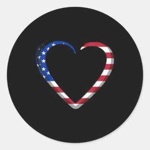 Usa Flag Heart Memorial Day Veteran Graphic Classic Round Sticker
