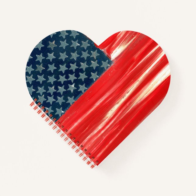 USA Flag Heart Shape Notebook (Front)