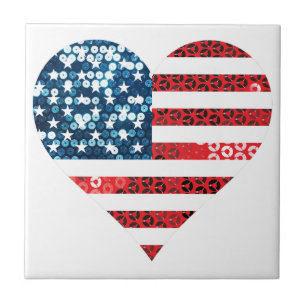 usa flag heart tile