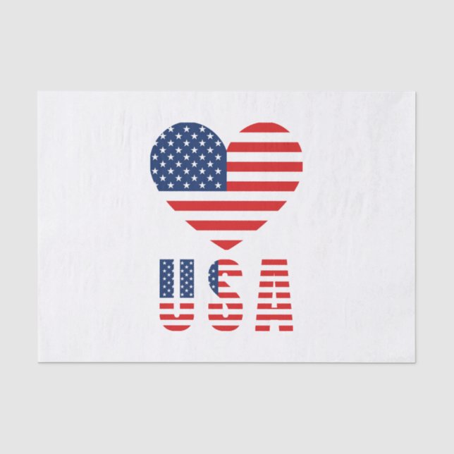USA Flag Heart Tissue Paper for Festive Gift Wrap (Front)