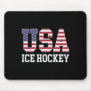 Usa Flag Hockey Player - American Usa Ice Hockey Mouse Pad