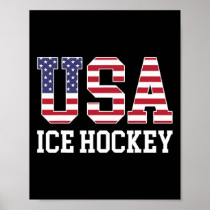 Usa Flag Hockey Player - American Usa Ice Hockey  Poster