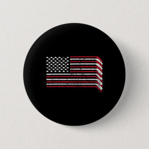 Usa Flag Hockey Sticks American Pride 4th Of July 2 Inch Round Button