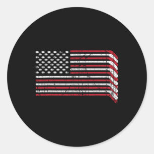 Usa Flag Hockey Sticks American Pride 4th Of July  Classic Round Sticker