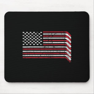 Usa Flag Hockey Sticks American Pride 4th Of July  Mouse Pad