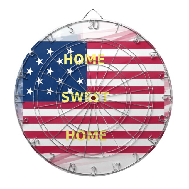 USA Flag "Home Sweet Home" Art Print Dartboard (Front)