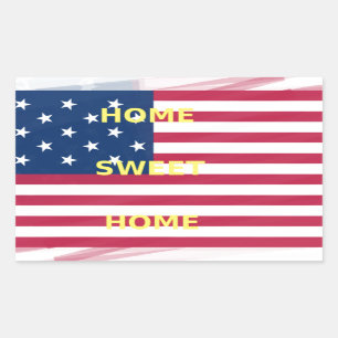 USA Flag "Home Sweet Home" Art Print Sticker