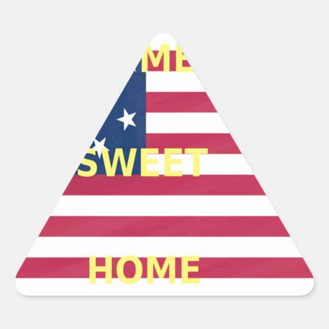 USA Flag "Home Sweet Home" Art Print Triangle Sticker (Front)