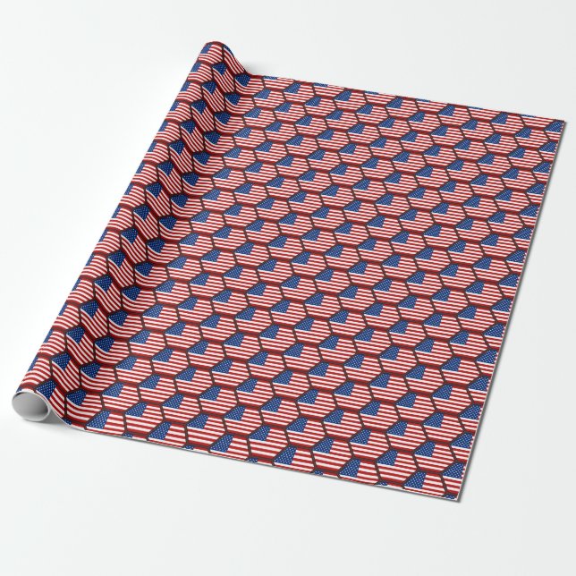 USA Flag Honeycomb Wrapping Paper (Unrolled)