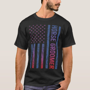 USA Flag Horse Groomer T-Shirt