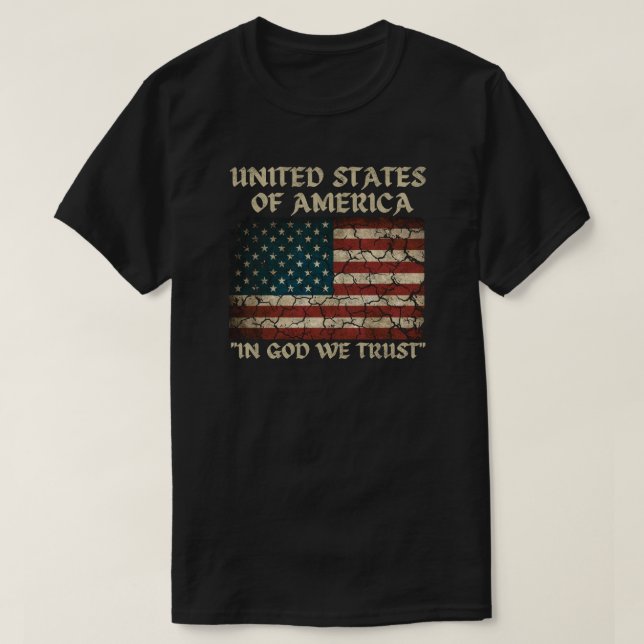 USA flag "In God We Trust"  T-Shirt (Design Front)