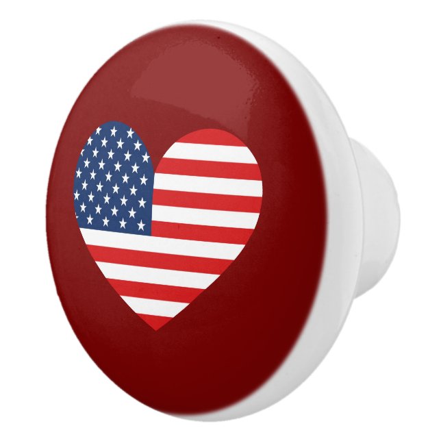 USA Flag in Heart Ceramic Knob for Furniture (Right)