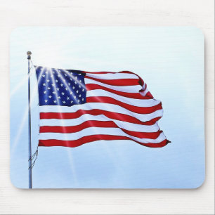 Usa flag in the wind mouse pad