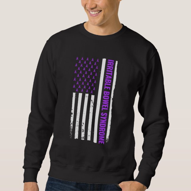 Usa Flag Irritable Bowel Syndrome Periwinkle Blue  Sweatshirt (Front)