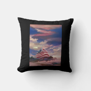USA flag July 4 Memorial Day abstract digital art  Throw Pillow