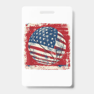 USA Flag July 4th Basketball Badge