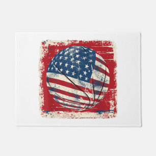 USA Flag July 4th Basketball Doormat