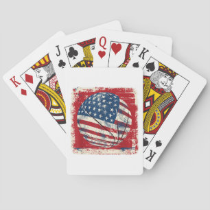 USA Flag July 4th Basketball Playing Cards