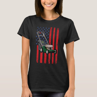 USA Flag Lawn Mowing 4th Of July Lawn Mower Patrio T-Shirt
