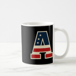 Usa Flag Letter A Stars Stripes Matching Trio Frie Coffee Mug