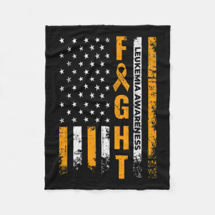 Usa Flag Leukaemia Awareness Cancer Survivor Gift  Fleece Blanket