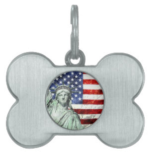USA FLAG & LIBERTY PET NAME TAG