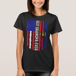 Usa Flag Liechtenstein Flag Best Grandpa Ever Fami T-Shirt