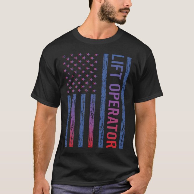 USA Flag Lift Operator T-Shirt (Front)